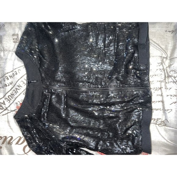 Nollie Black Jacket Squin Zip‎ Up Size M - Picture 3 of 4